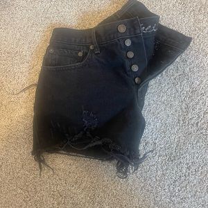 Free People Black Distressed Shorts